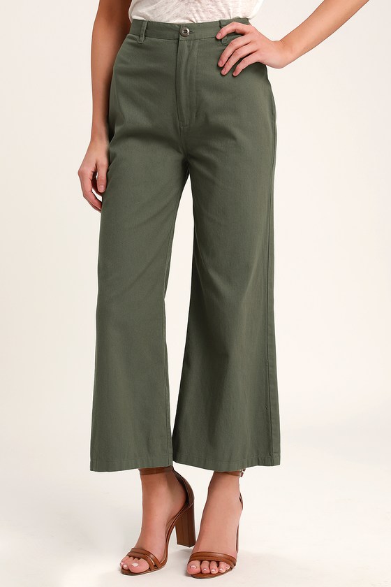 Amuse Society Dominga - Olive Green Pants - Wide-Leg Pants - Lulus