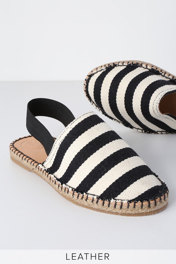 black and white striped flats