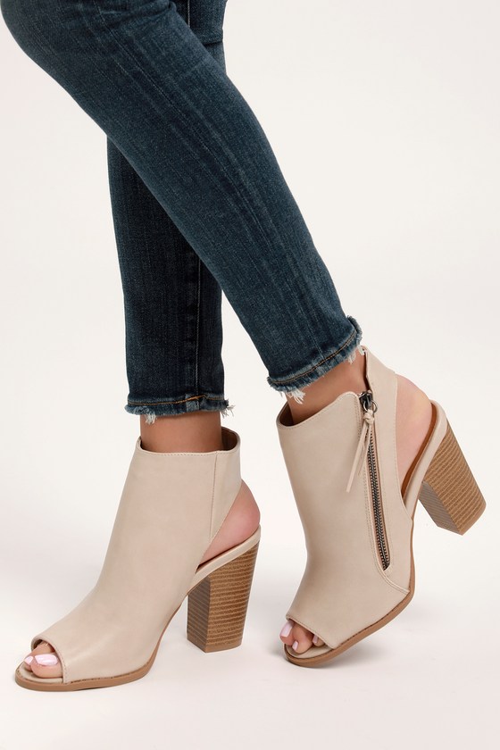 Cool Peep-Toe Booties - Stone Booties - Ankle Booties