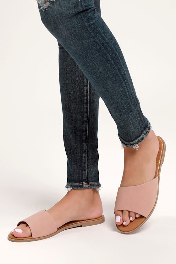 Reina Blush Nubuck Slide Sandals 4