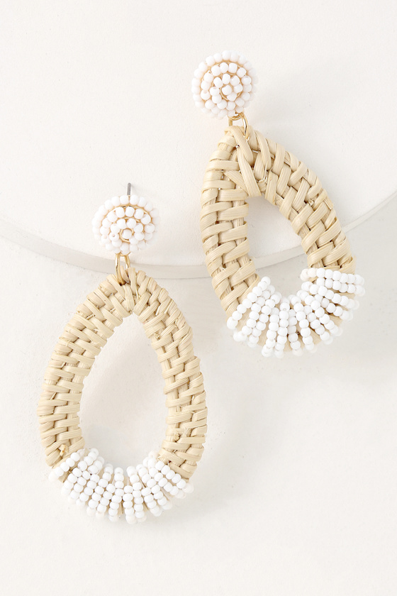 Braelyn Woven Straw Beaded Earrings 1