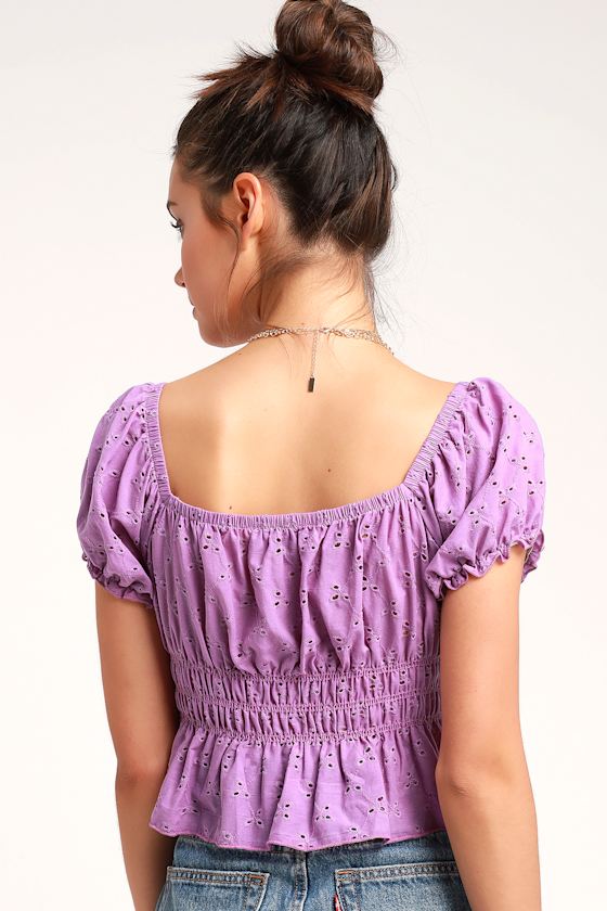 Potent Polly Lavender Puff Sleeve Crop Top 4