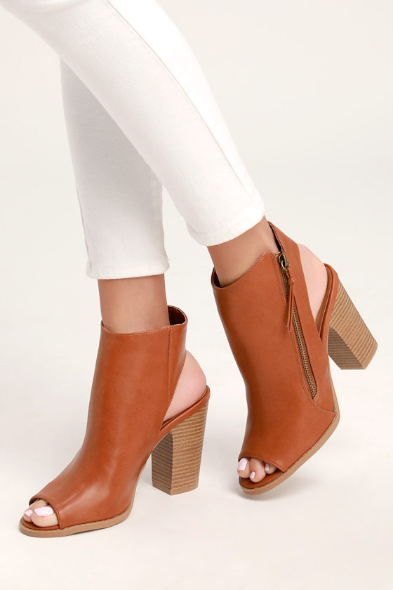 Bartlett Camel Peep-Toe Ankle Booties 5
