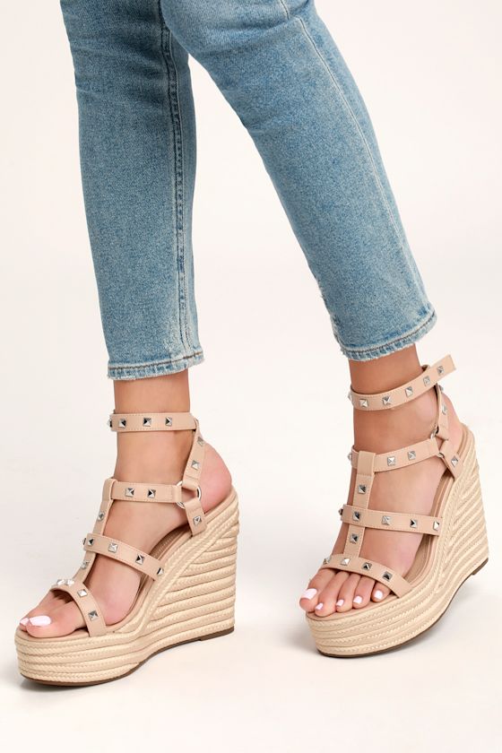 Kendal + Kylie Give Studded Wedges Espadrille Wedges Lulus