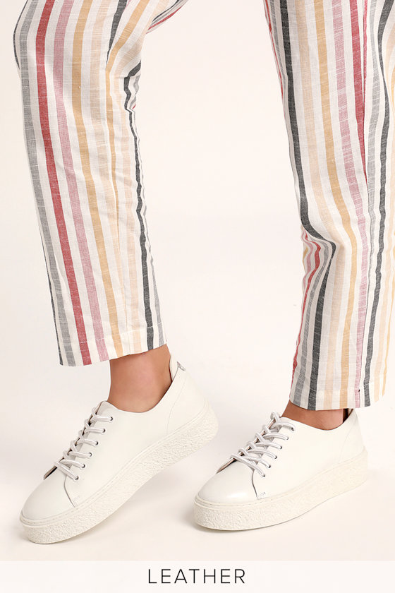 Poetic White Leather Flatform Sneakers 5