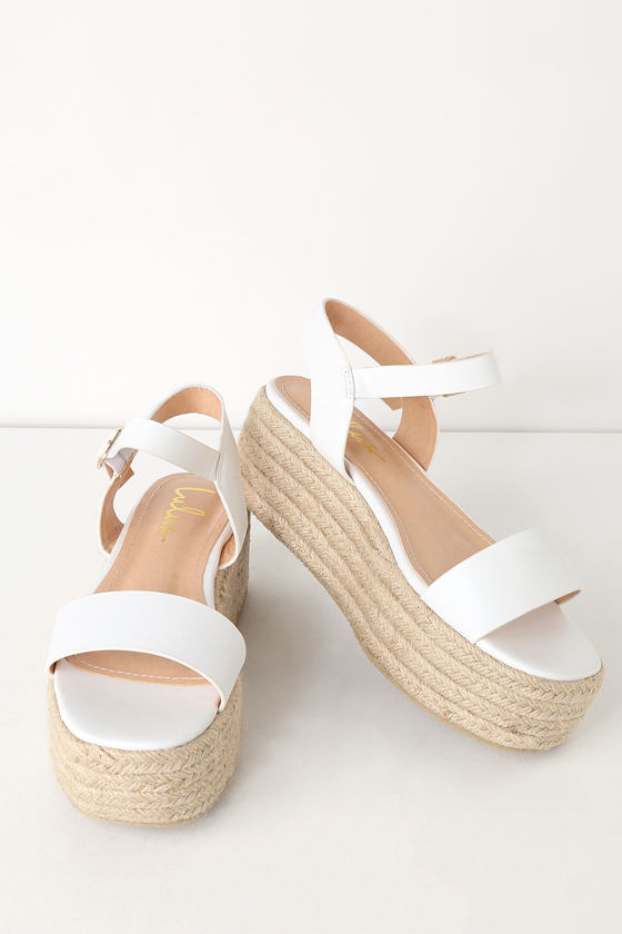 Corsa White Espadrille Flatform Sandals 6