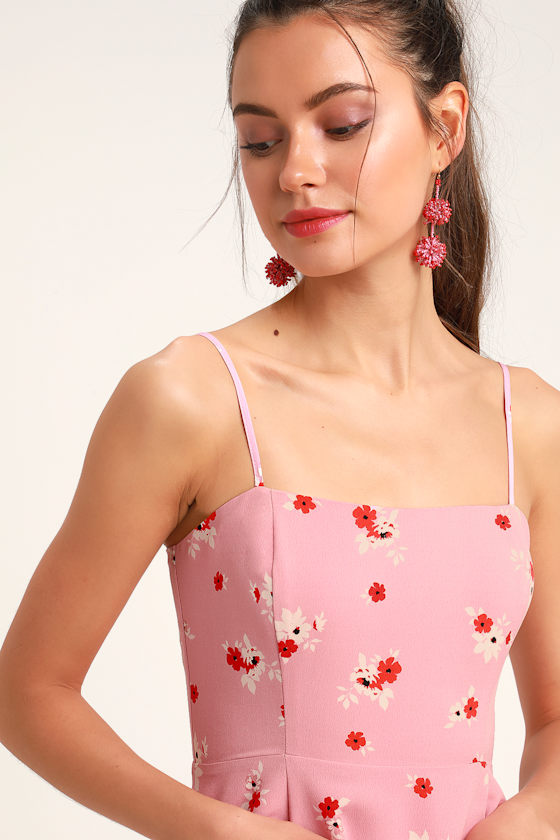 Blithe Pink Floral Print Skater Dress 3