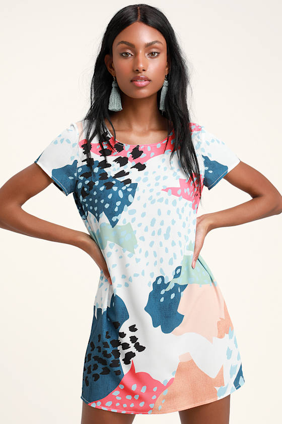 Coral Sea White Multi Print Shift Dress 2