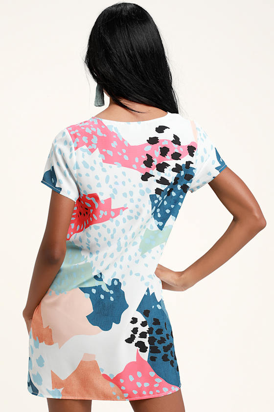 Coral Sea White Multi Print Shift Dress 3