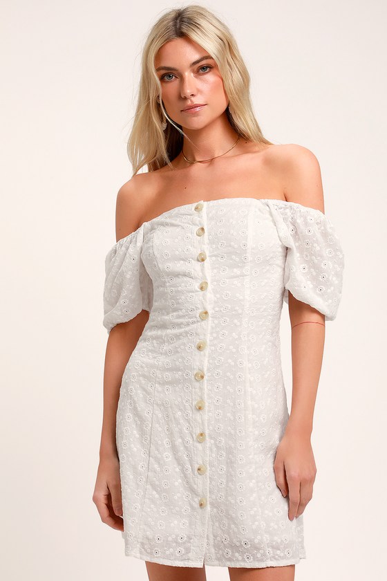 White Puff Sleeve Dress