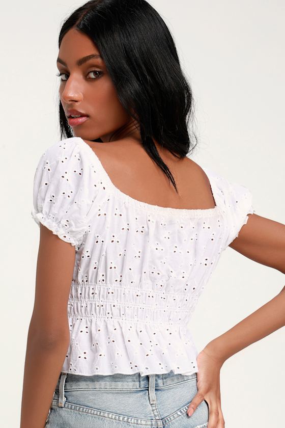 Potent Polly White Puff Sleeve Crop Top 4
