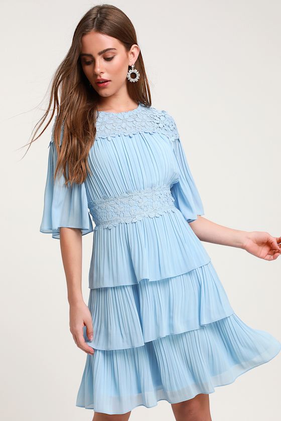 Westwind Light Blue Lace Pleated Dress 1