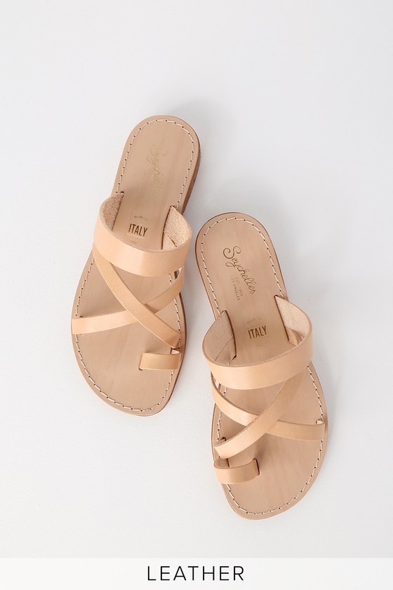 strappy beige flat sandals