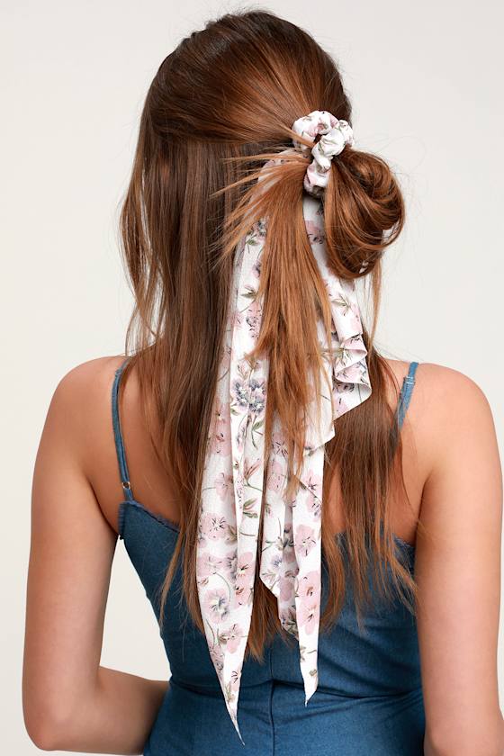 Cute Scrunchie White Floral Scarf Scrunchie Scrunchie Lulus