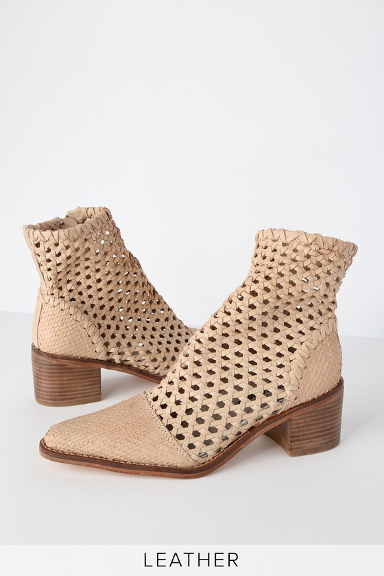 white woven booties