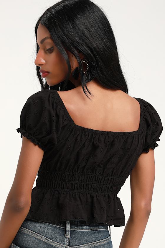 Potent Polly Black Puff Sleeve Crop Top 4