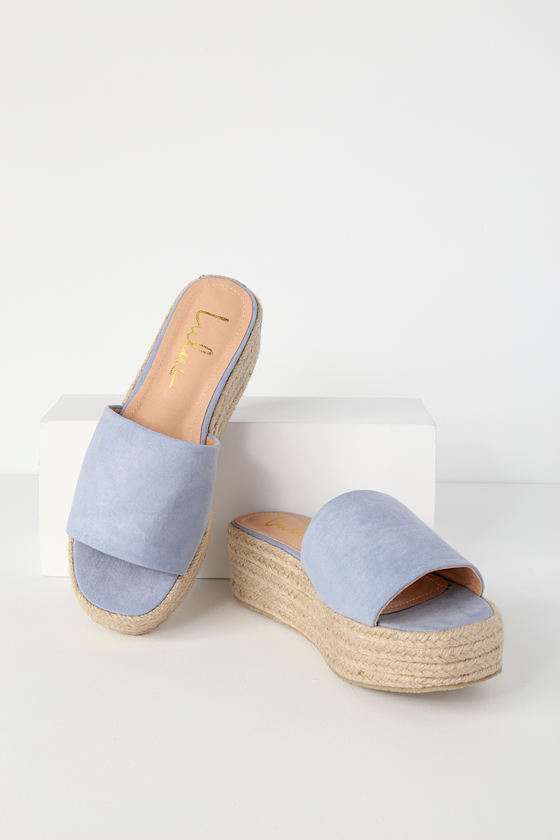 Blissfully Baby Blue Suede Espadrille Slides 2