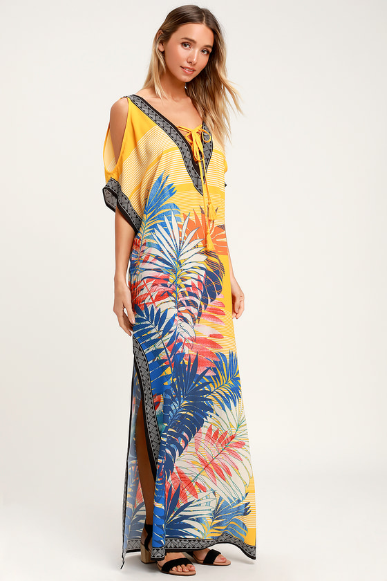 tropical kaftan dress
