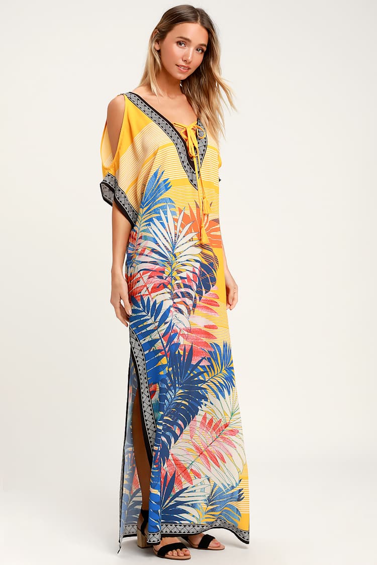 Fun Yellow Maxi Dress - Border Print Dress - Vacation Dress - Lulus