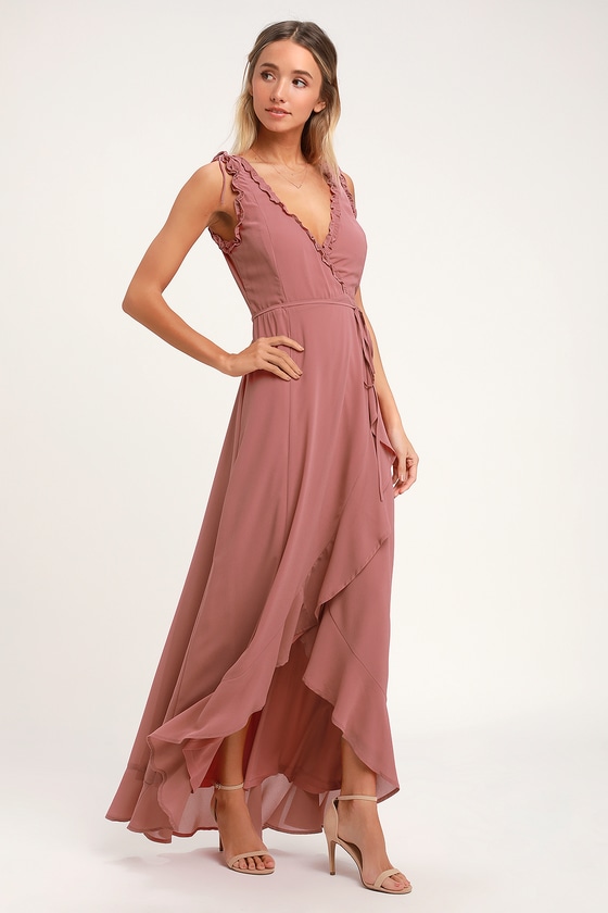 mauve high low dress