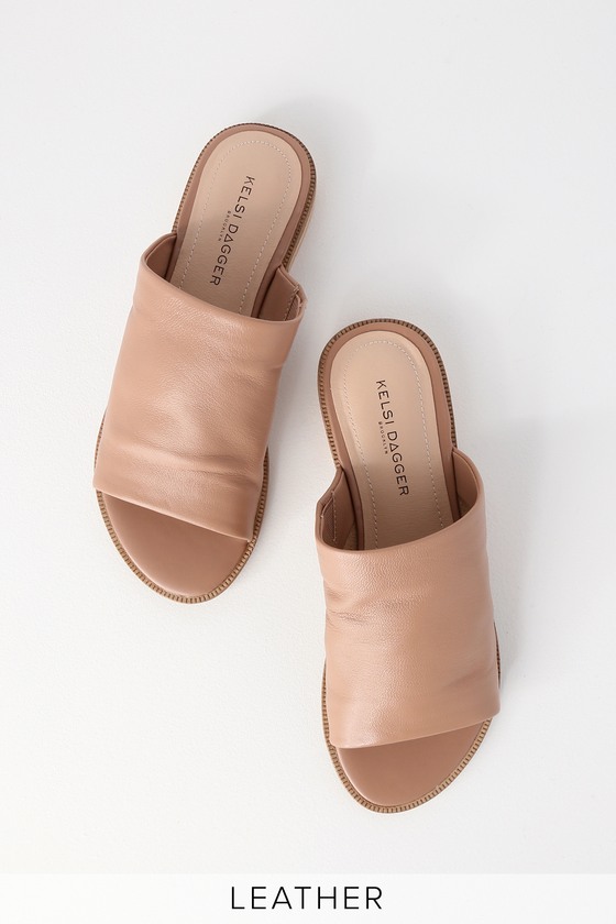 leather sandals slip on