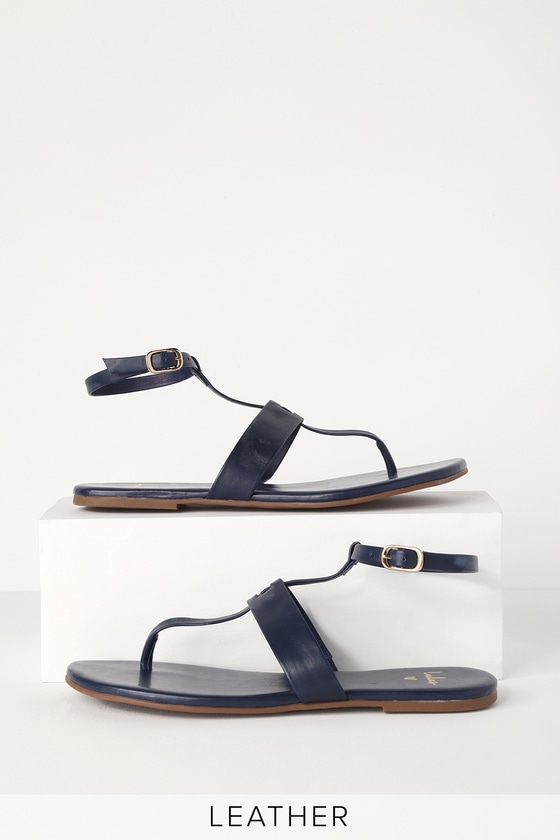 blue leather sandals