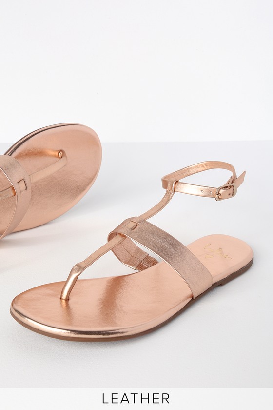 tan and rose gold sandals