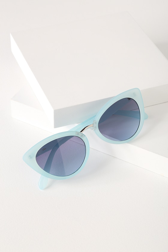 Cute Blue Sunnies CatEye Sunglasses Blue Sunglasses Lulus