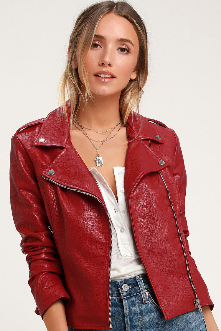 BB Dakota Teagan Reversible Faux Leather Drape Front Jacket, $95