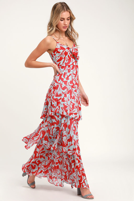 floral layered maxi dress