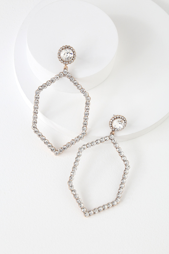 Luxembourg Gold Rhinestone Statement Earrings 1
