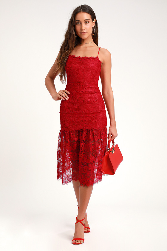 lulus red lace dress