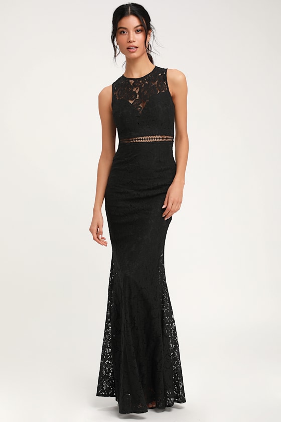 Lovely Black Dress - Black Lace Dress - Lace Maxi Dress - Gown - Lulus