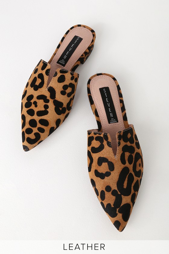 leopard pointed mules