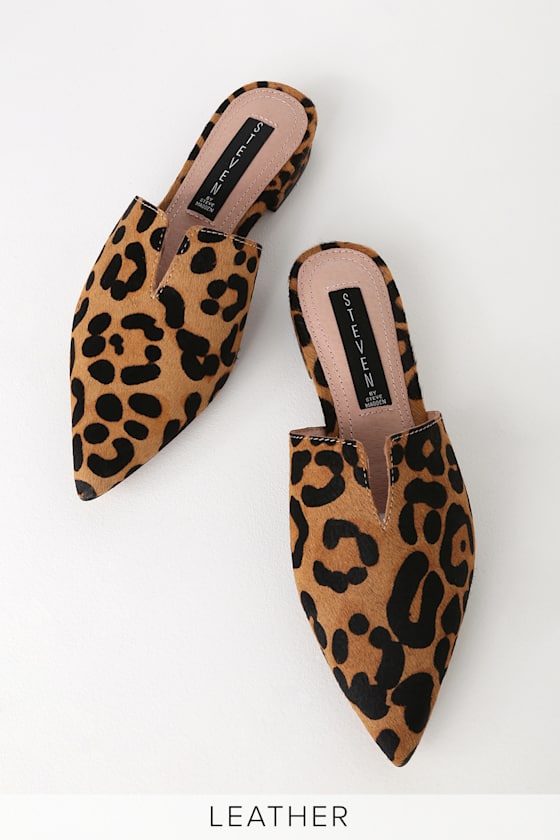 Lauryn Leopard Pony Fur Pointed Toe Mules 2