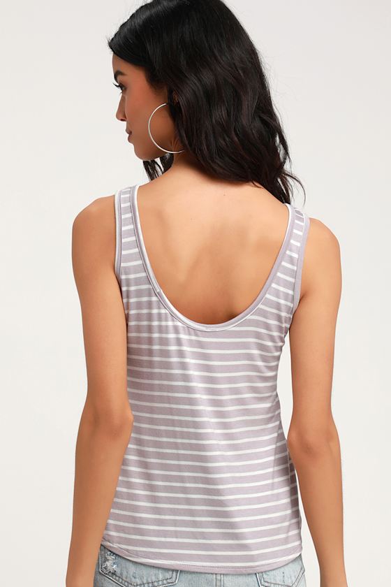 Lissy Lavender Striped Scoop Back Tank Top 5