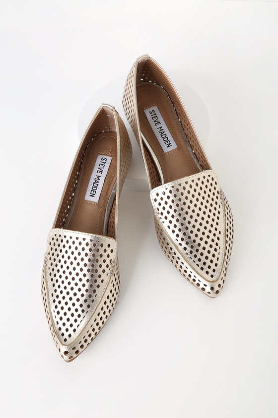 metallic gold pointed toe flats