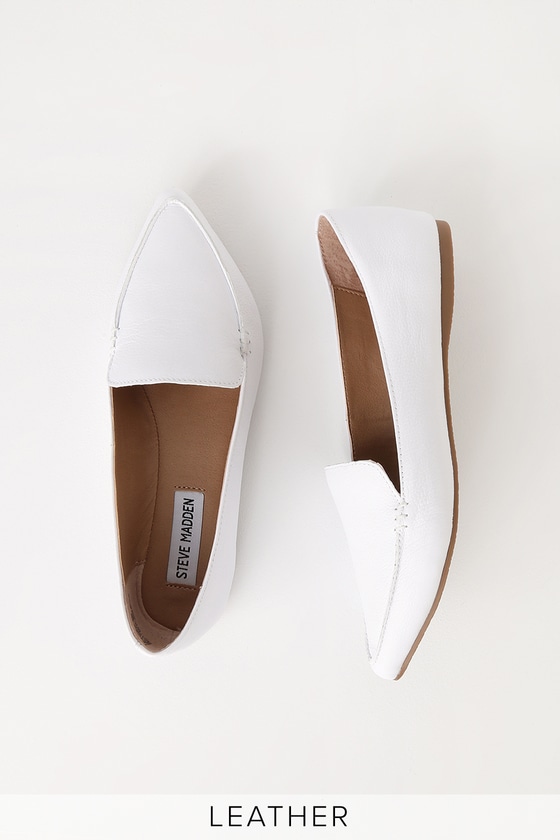 leather white flats