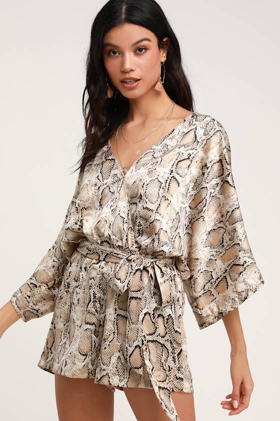 Snake Skin Lace-up Romper