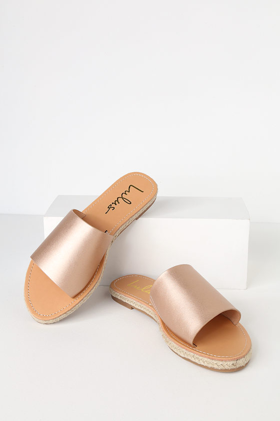 rose gold slip on sandals