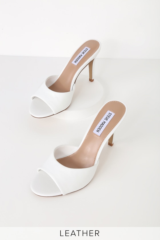 steve madden white sandal heels