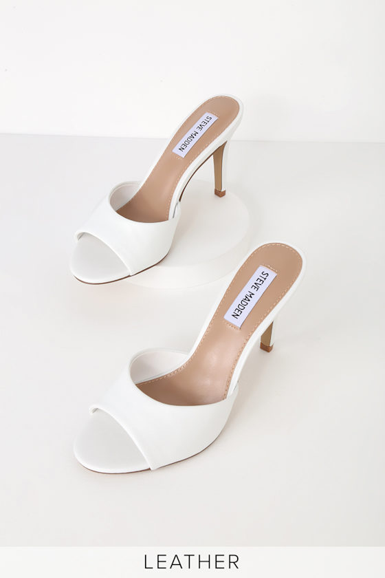 Erin White Leather High Heel Sandals 3