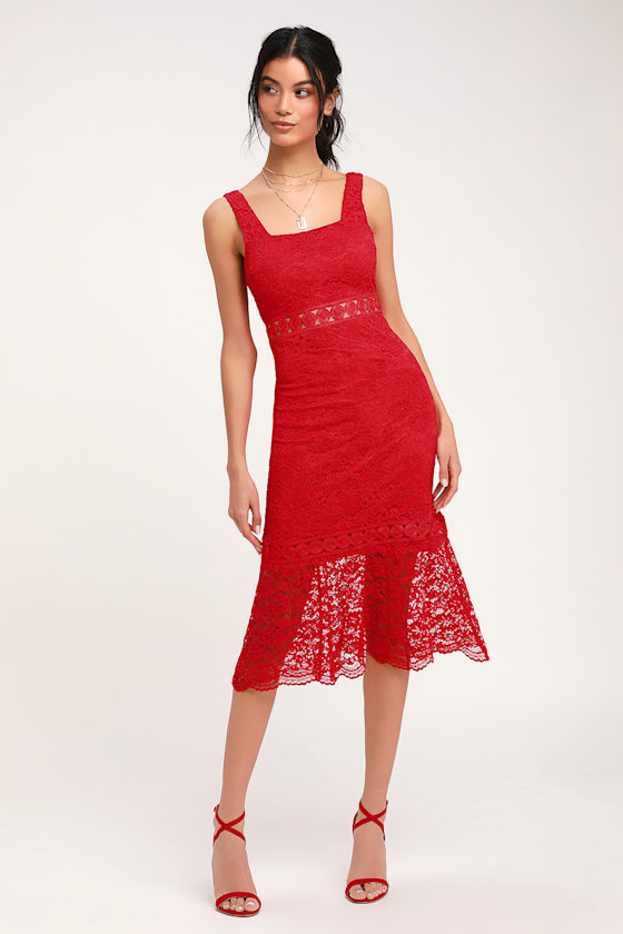 trumpet hem midi dress