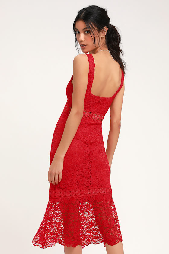 trumpet hem midi dress