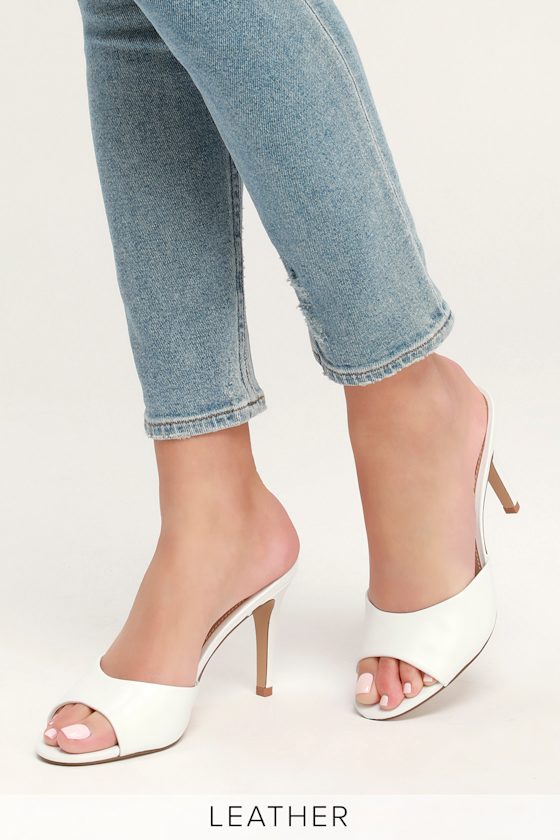 Erin White Leather High Heel Sandals 4