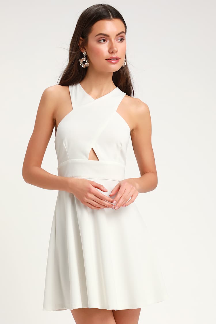 Cute White Dress - Cutout Skater Dress - White Skater Dress - LWD - Lulus