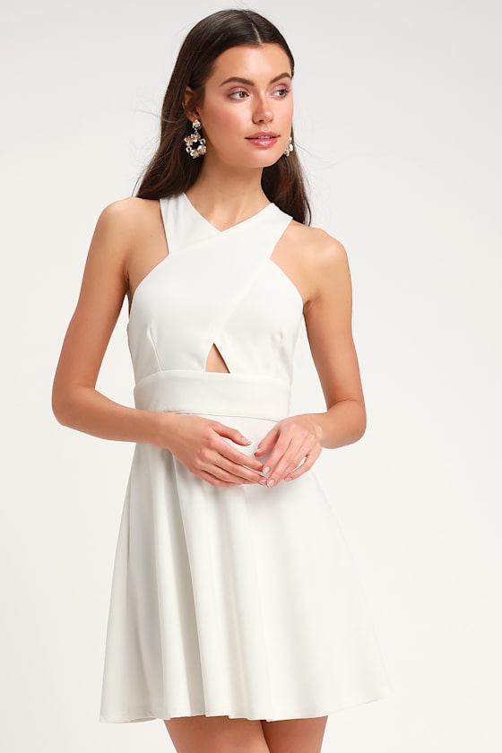 So Sophisticated White Cutout Skater Dress 3
