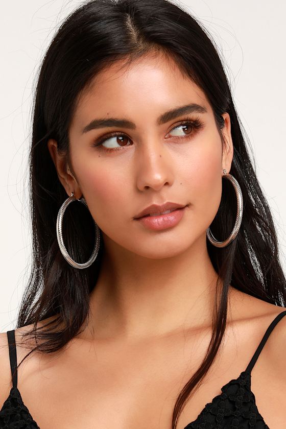 Trendy Silver Earrings Hoop Earrings Textured Hoop Earrings Lulus