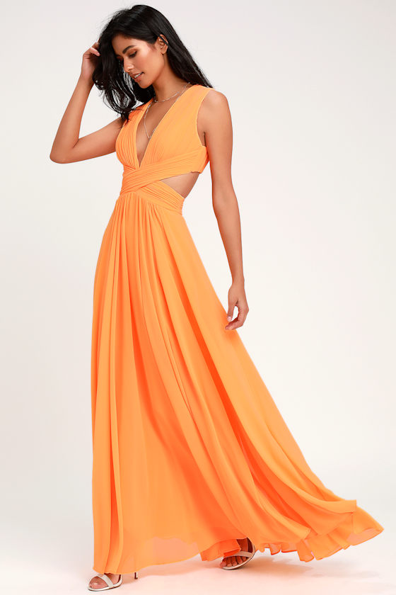 Lovely Bright Orange Dress - Cutout Maxi Dress - Maxi Dress - Lulus