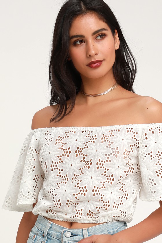 Cute White Top - White Eyelet Top - Eyelet Crop Top - Eyelet Top - Lulus